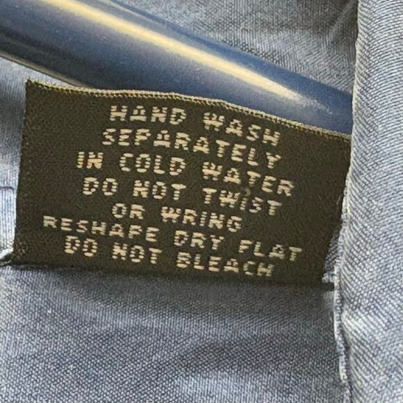 Manisha Men’s 100% Silk Shirt Blue Button Front Casual Relaxed Fit Size M - Picture 5 of 6